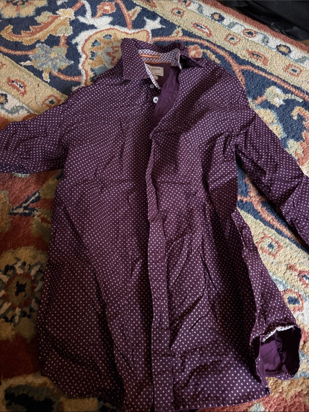 Maroon men’s Dot Button-Up Shirt